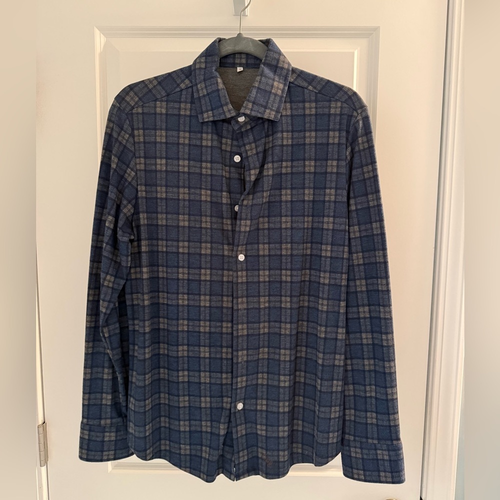 "The Gregory" Blue, Tan, and Teal Plaid Button Down - Medium